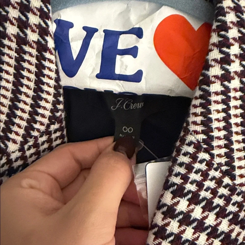 NWT J.Crew Boyfriend Blazer in houndstooth Italian wool‎ blend